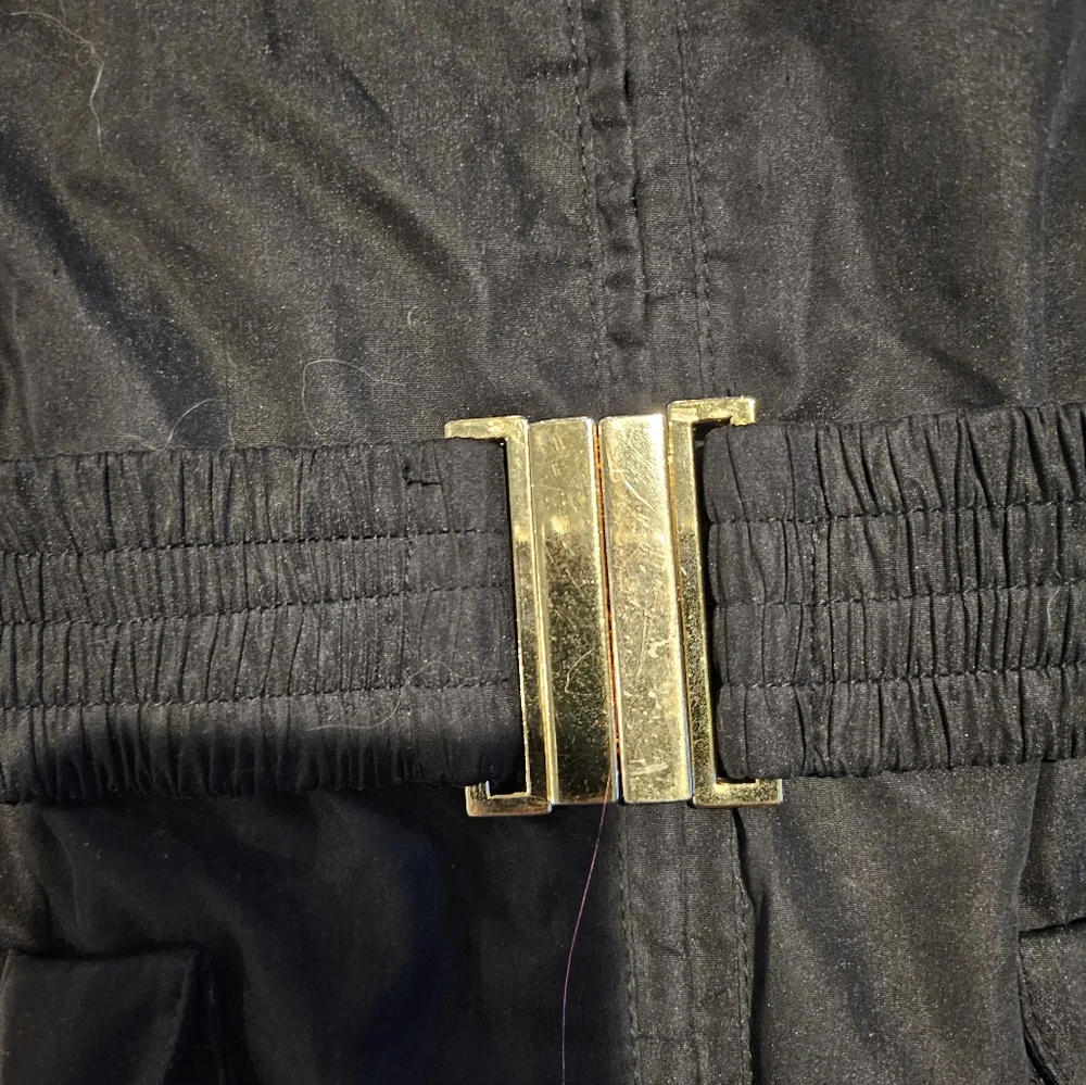 Y2K Apple Bottoms Outerwear Black Fitted Puffer Jacket Nelly Gold Hardwear M - Picture 6 of 11
